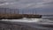 Severe storm on the sea beach