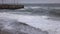 Severe storm on the sea beach