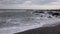 Severe storm on the sea beach