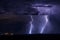 Severe thunderstorm with lightning bolts