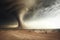 Severe tornado vortex in sandy prairie dramatic landscape. Generative AI