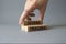 Severe trauma symbol. Wooden blocks with words Severe trauma. Beautiful grey background. Businessman hand. Business and Severe