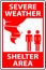 Severe Weather Shelter Area Sign On White Background