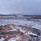 Severe winter scandinavian landscape with fjord and mountains, Andenes, Lofoten Islands, Norway