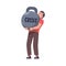 Severity of Mortgage with Man Holding Huge Kettlebell as Heavy Burden of Credit Vector Illustration