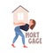 Severity of Mortgage with Woman Carrying House as Heavy Burden of Credit Vector Illustration