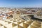 Seville skyline with wooden roof with walkways called Setas de Sevilla in the foreground, Spain