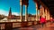 Seville, Spain - 10 February 2020 : Plaza de Espana Spain Square Architecture view from the inner corridor with columns in Seville