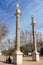 Seville, Spain, March 5, 2022. Columns in the Alameda de Hercules, in the city of Seville.