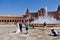 Seville, Spain - september 28 2019: A photographer taking pictures of Bride and Groom near the Vicente Traver fountain of Spain