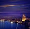 Seville sunset skyline torre del Oro in Sevilla