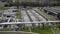 Sewage Farm Aerial View. Clarifying tanks and green grass