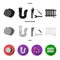 Sewage hatch, tool, radiator.Plumbing set collection icons in black, flat, monochrome style vector symbol stock