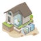 sewage treatment plant for smart house save the environment isometric cartoon