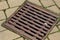 Sewer grid. Iron grid for water flow in sewers