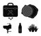 A sewer hatch, a tool box, a wash basin and other equipment.Plumbing set collection icons in black style vector symbol