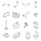 Sewerage icons set vector outline