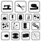 Sewing, atelier black icons in set collection for design. Tool kit vector symbol stock web illustration.