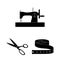Sewing, atelier black icons in set collection for design. Tool kit vector symbol stock web illustration.