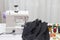 Sewing with black fabric by using small sewing machine