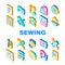 Sewing Craft Studio Collection Icons Set Vector