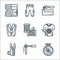 sewing equipment line icons. linear set. quality vector line set such as embroidery, needle, sewing scissors, tshirt, needle,