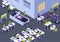 Sewing Factory Isometric Composition