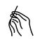 sewing hand holding needle with thread line icon vector illustration
