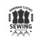 Sewing industry retro icon with mannequins