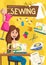 Sewing items and tools, seamstress woman
