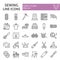 Sewing line icon set, tailor symbols collection, vector sketches, logo illustrations, dressmaking signs linear