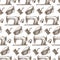 Sewing machine, cloth and thread monochrome seamless pattern