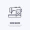 Sewing machine flat line icon, logo. Vector illustration of tailor supplies for hand made shop or dressmaking service