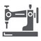 Sewing machine glyph icon, hobby and handcraft, household sign, vector graphics, a solid pattern on a white background.