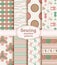 Sewing and needlework seamless patterns. Vector set.