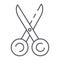 Sewing scissors thin line icon, tool and sew, tailors equipment sign, vector graphics, a linear pattern on a white