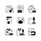 Sewing services black linear icons set