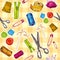 Sewing sketch seamless pattern