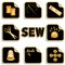 Sewing Stickers, Gold and Black