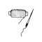 Sewing supplies thread and needle icon. sketch isolated object