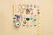 Sewing Tools, Assorted Buttons, and Tape Measure