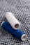 Sewing yarn rolls on fabric