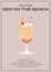 Sex On The Beach Tropical Cocktail garnished with orange and cherry. Classic alcoholic beverage recipe wall art print