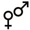 Sex black symbol. Gender man and woman symbol. Male and female abstract symbol. Vector Illustration