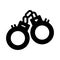 Sex handcuffs simple vector icon. Black and white illustration of sex bdsm toy. Solid linear sexshop icon.