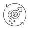 Sex reassignment surgery black line icon. Transgender operation to change gender concept. Sign for web page, mobile app, social