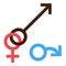 Sex symbol. Gender man and woman interracial treason connected symbol. Male and female abstract symbol. Vector Illustration