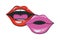 Sexi female mouths red and pink colors pop art style