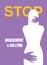 Sexual harassment violence stop poster. Sexual harassment assault woman concept