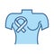 Sexual health, breast cancer awareness ribbon line fill blue icon